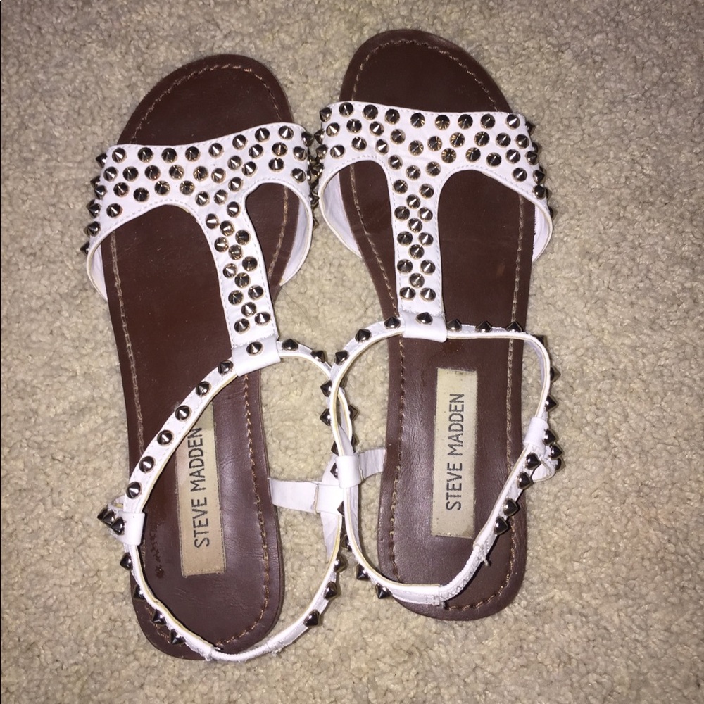 Size 6 white studded Steve Madden sandals